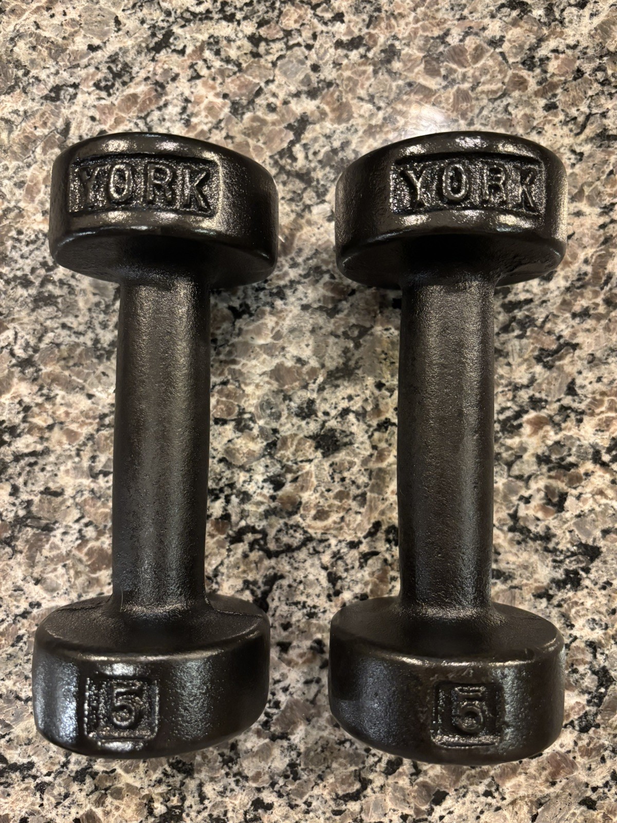 Vintage YORK Roundhead Dumbbells, Pair 5lb, Pre USA