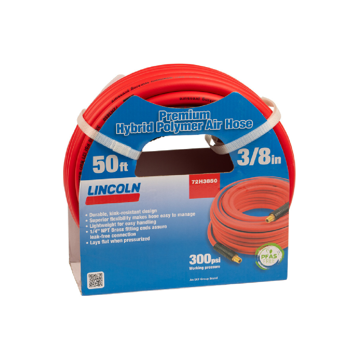 Lincoln 72N3850 50' x 3/8" ID Air/Water Hybrid Polymer Repl. Hose for 83753 Reel