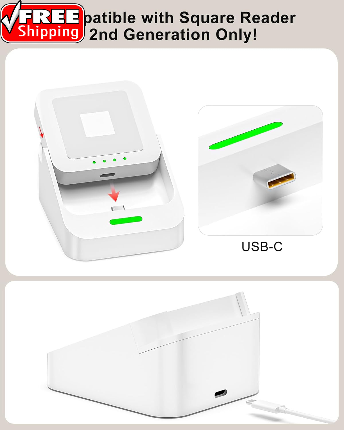 Reader Dock for Square Card Reader 2Nd Gen, Holder Stand for Square Reader 2 Gen