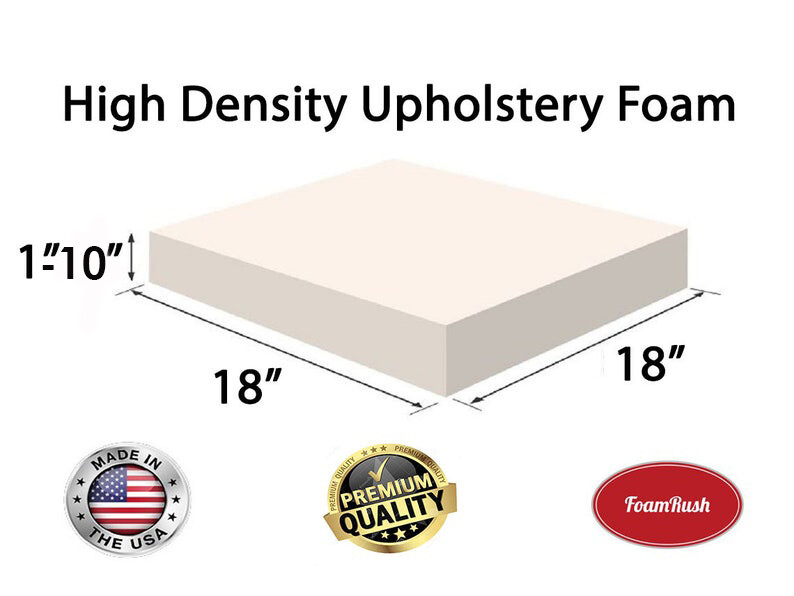 FoamRush 18" x 18"  High Density Upholstery Foam Cushion (Made in USA)