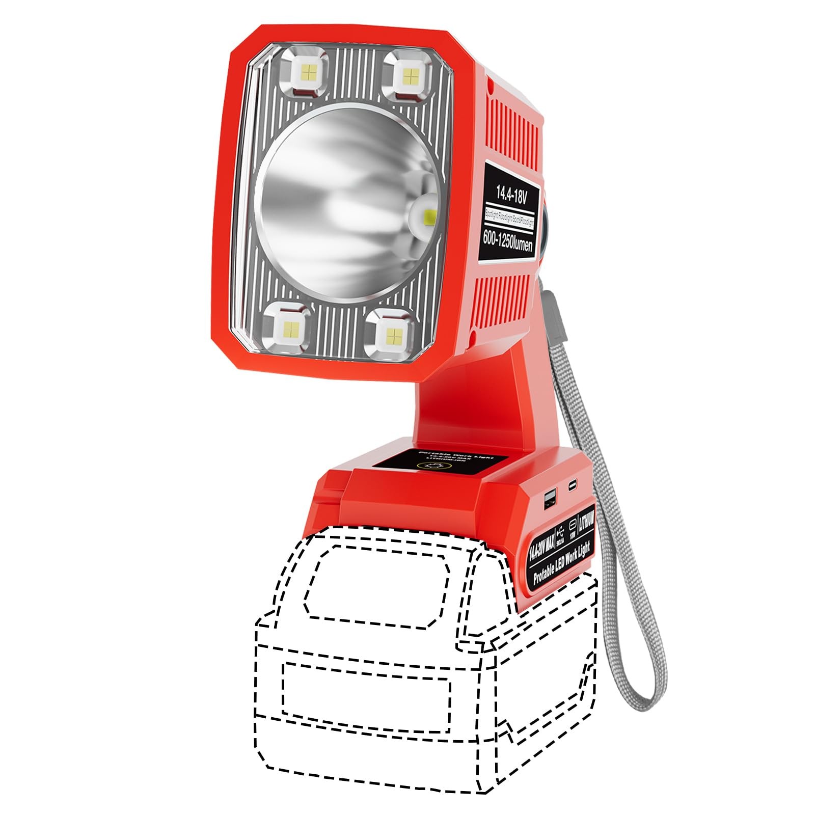 Flashlight Work Light for Milwaukee M18 18V Battery, 18W Work Lights with USB &