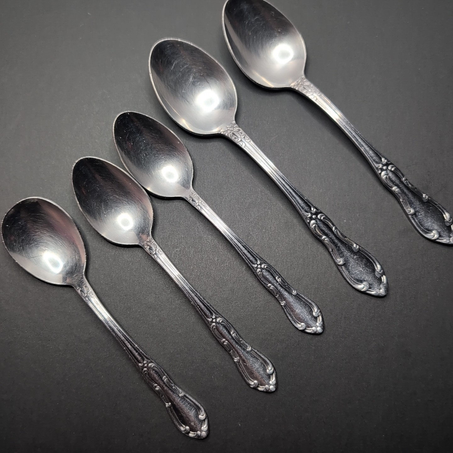Vtg 5 Leonard Stainless Merrimack 1 Sugar, 2 Oval Soup, 2 Tsp Spoons Korea MCM