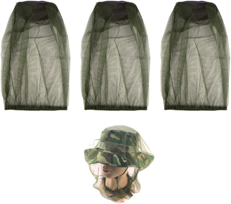 3Pcs Mosquito Head Net Face Mesh, Bug Net for Head | Mosquito Hat Mask Head Cove