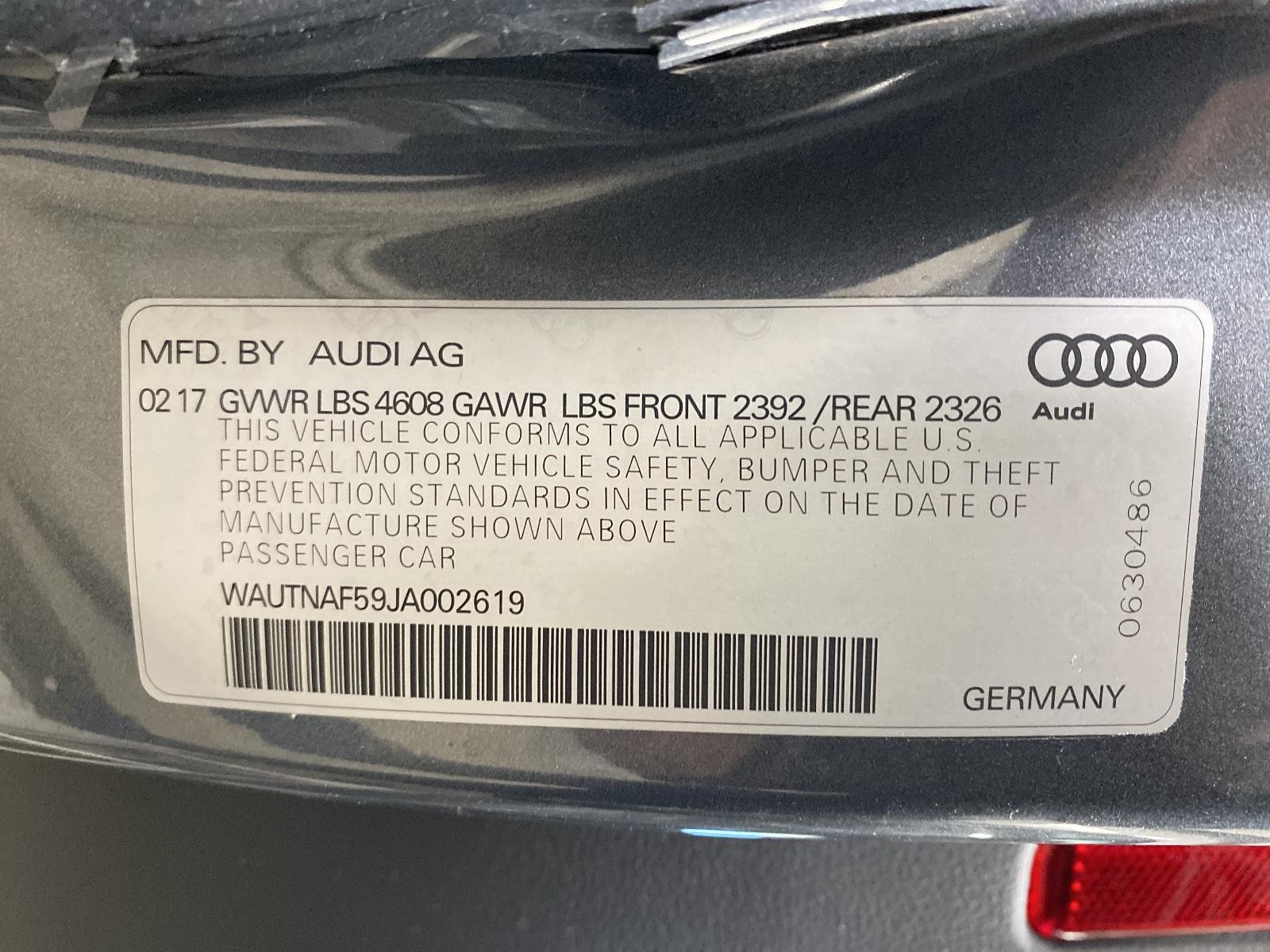 Used Floor Jack fits: 2018 Audi A5 Grade A