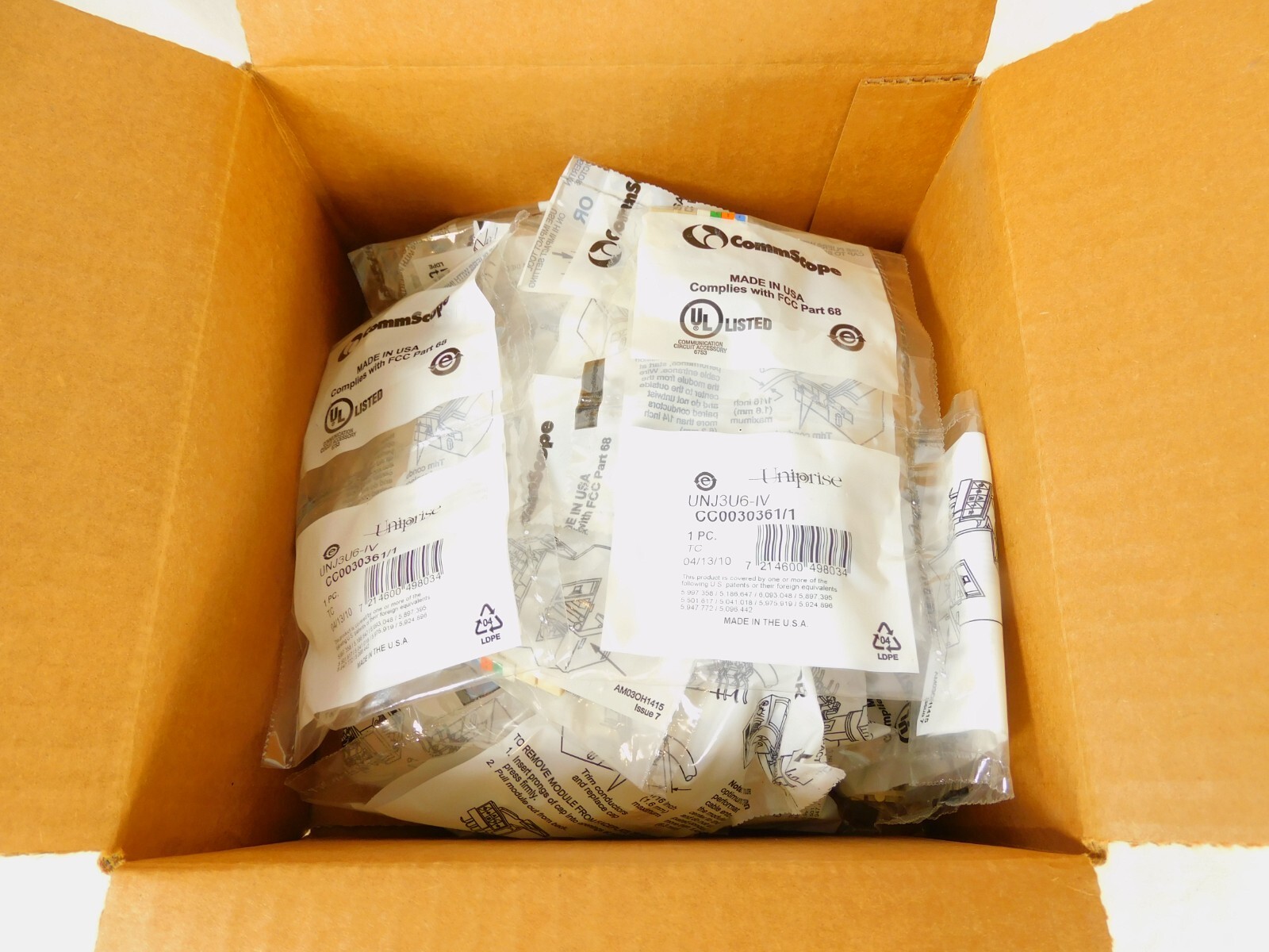 Cat3 CommScope RJ-45 M-Series Jacks UNJ3U6-IV CC0030361/1 IVORY - QUANTITY OF 25