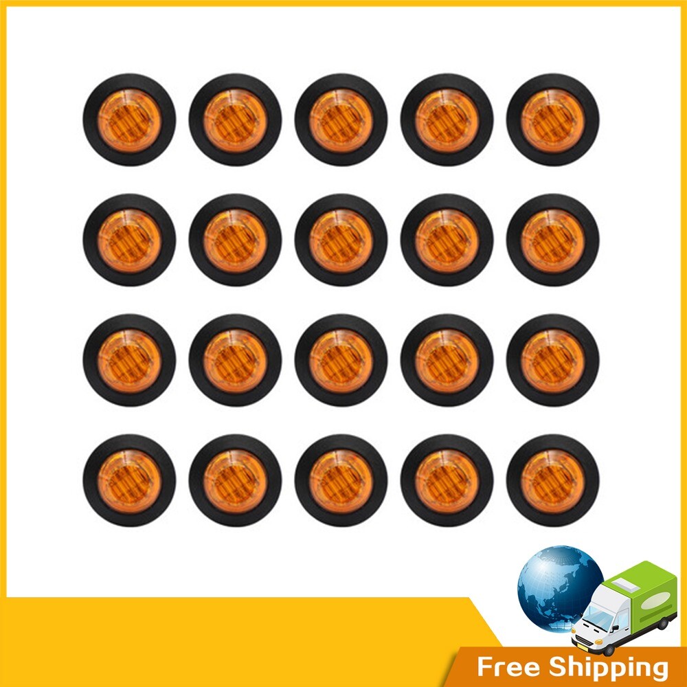 3/4" Round Amber LED Side Marker Clearance Bullet Light for Truck RV Trailer 12V