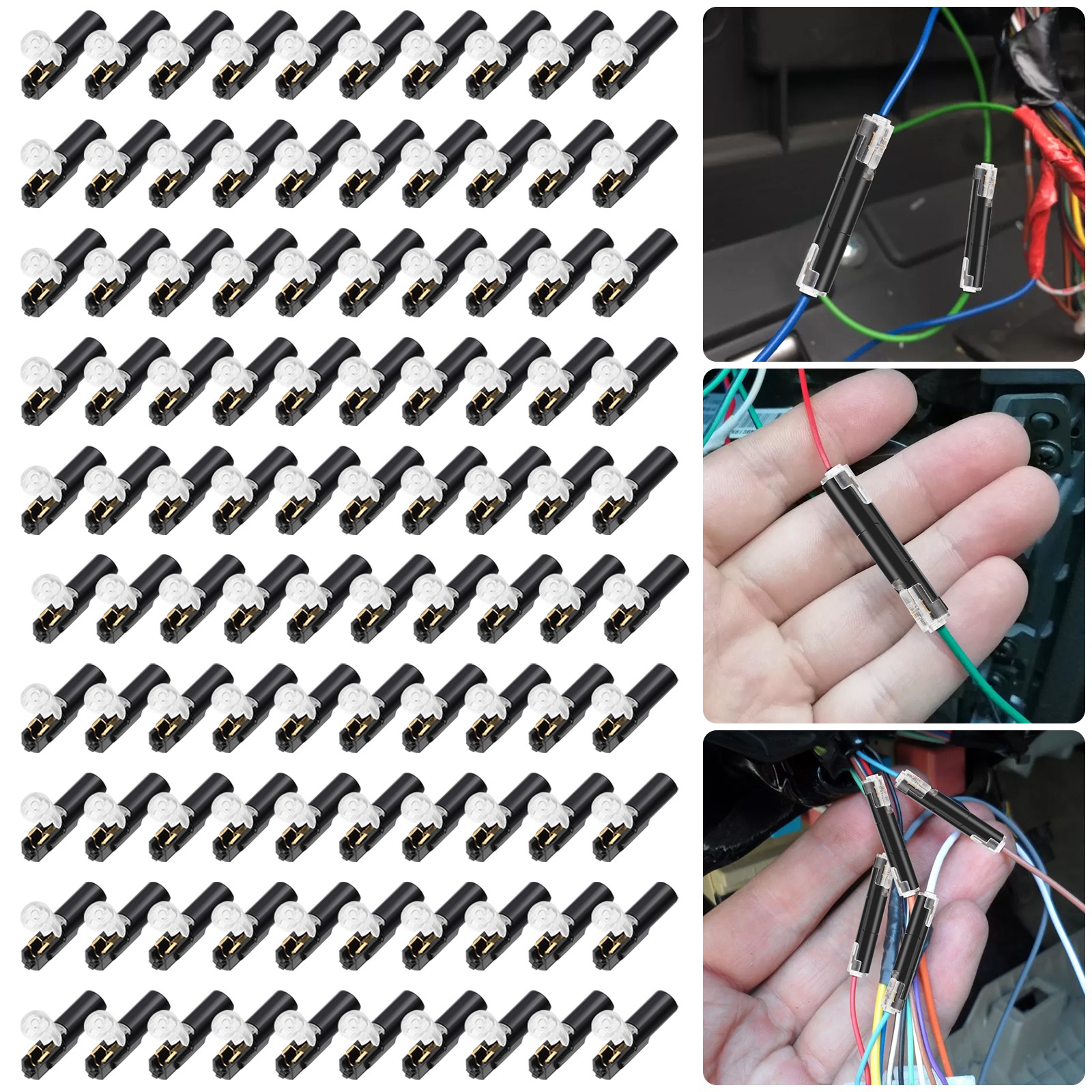 100 PCS Plug-In Quick Wire Connectors Reusable Clamp Terminal Blocks for Cables