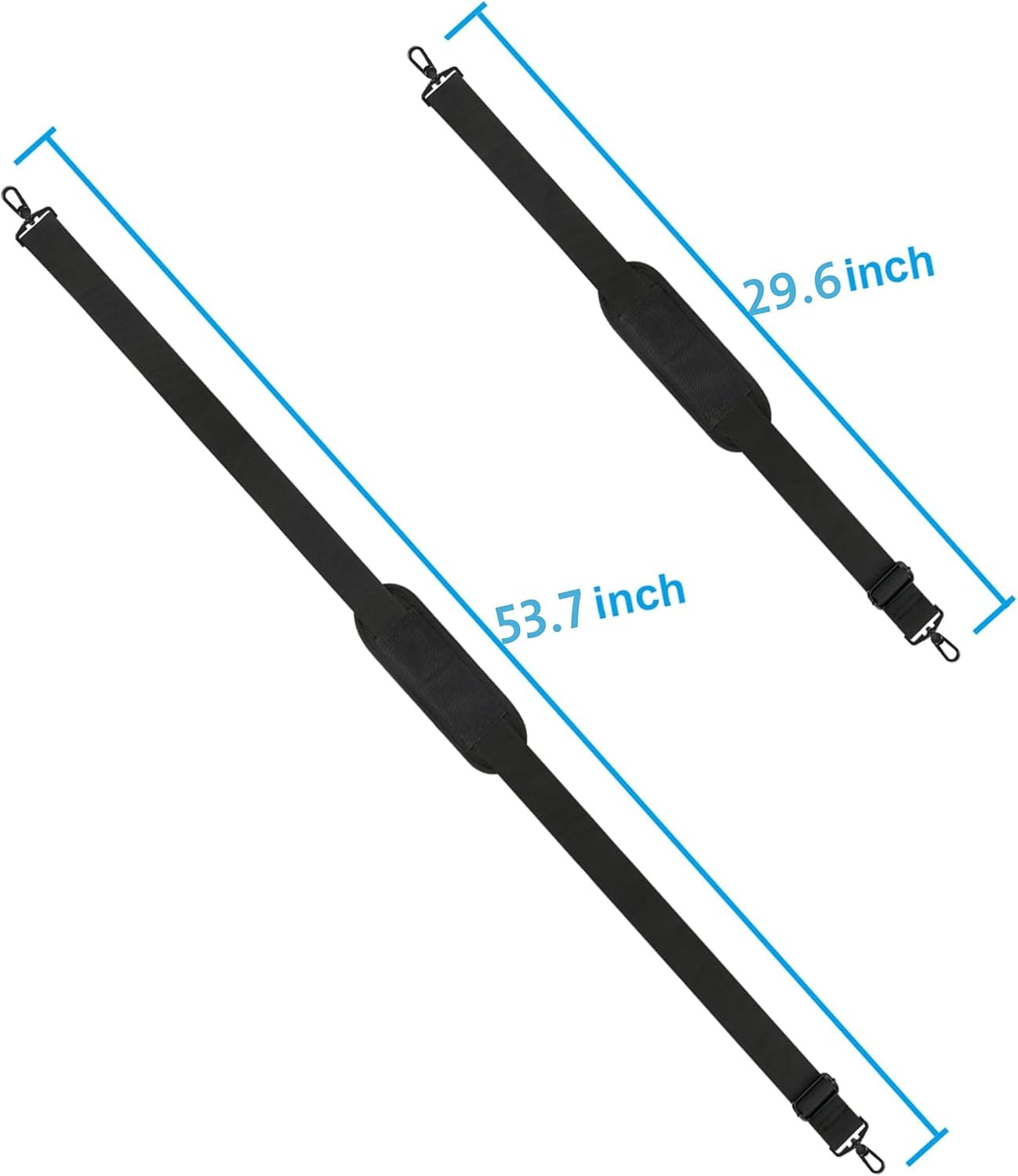 Adjustable Laptop Shoulder Strap Replacement Bag Strap with Metal Hooks Black
