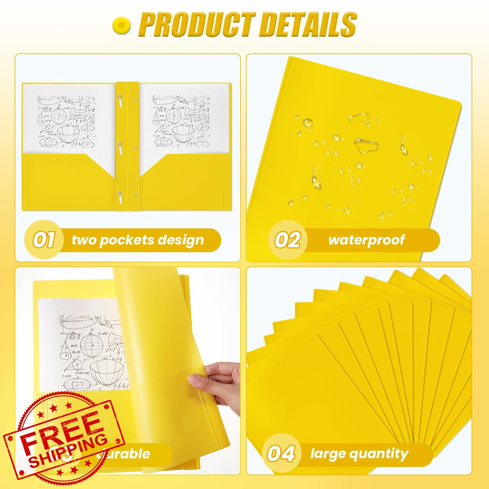 Lincia Yellow Prong Folders 100 Pack