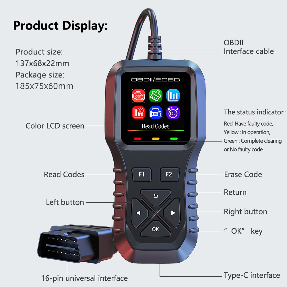 Automotive OBD Code Reader Code Reader Car Diagnostic Instrument Battery Tester