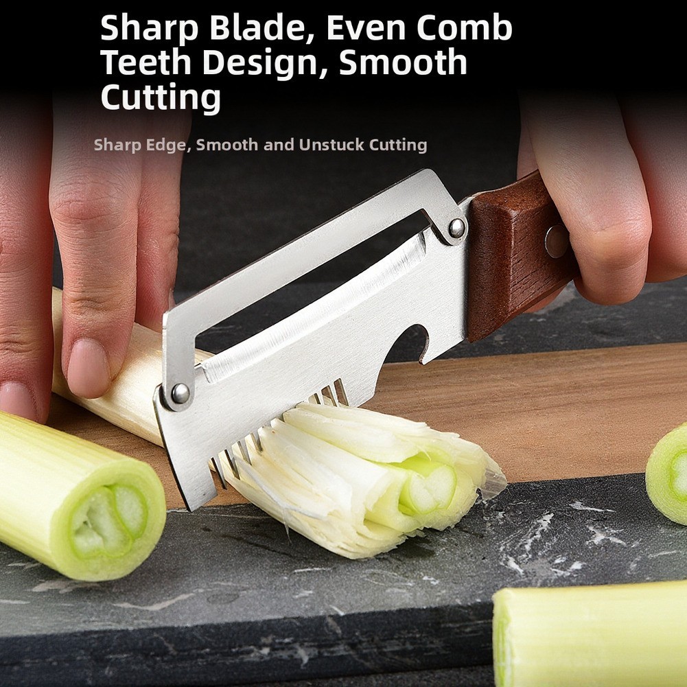Ergonomic Wood Handle Peeler with Stainless Steel Blade and Bottle Opening Tool