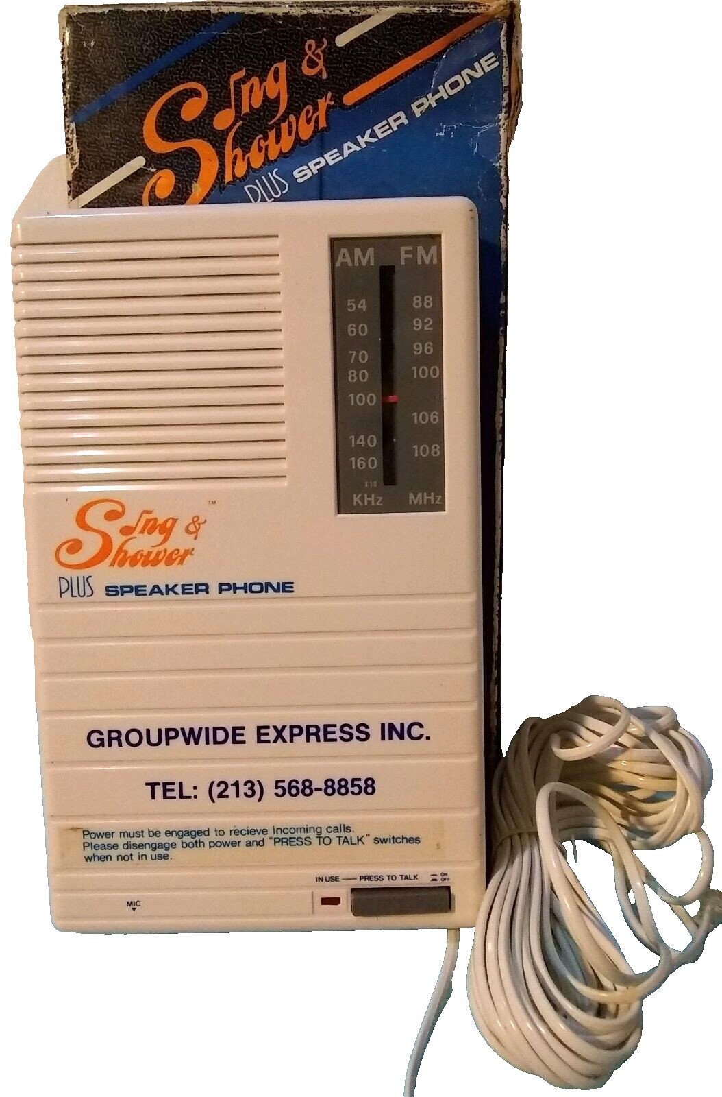 Vintage Sing And Shower AM/FM Radio Landline Speakerphone Water Resistant 1988