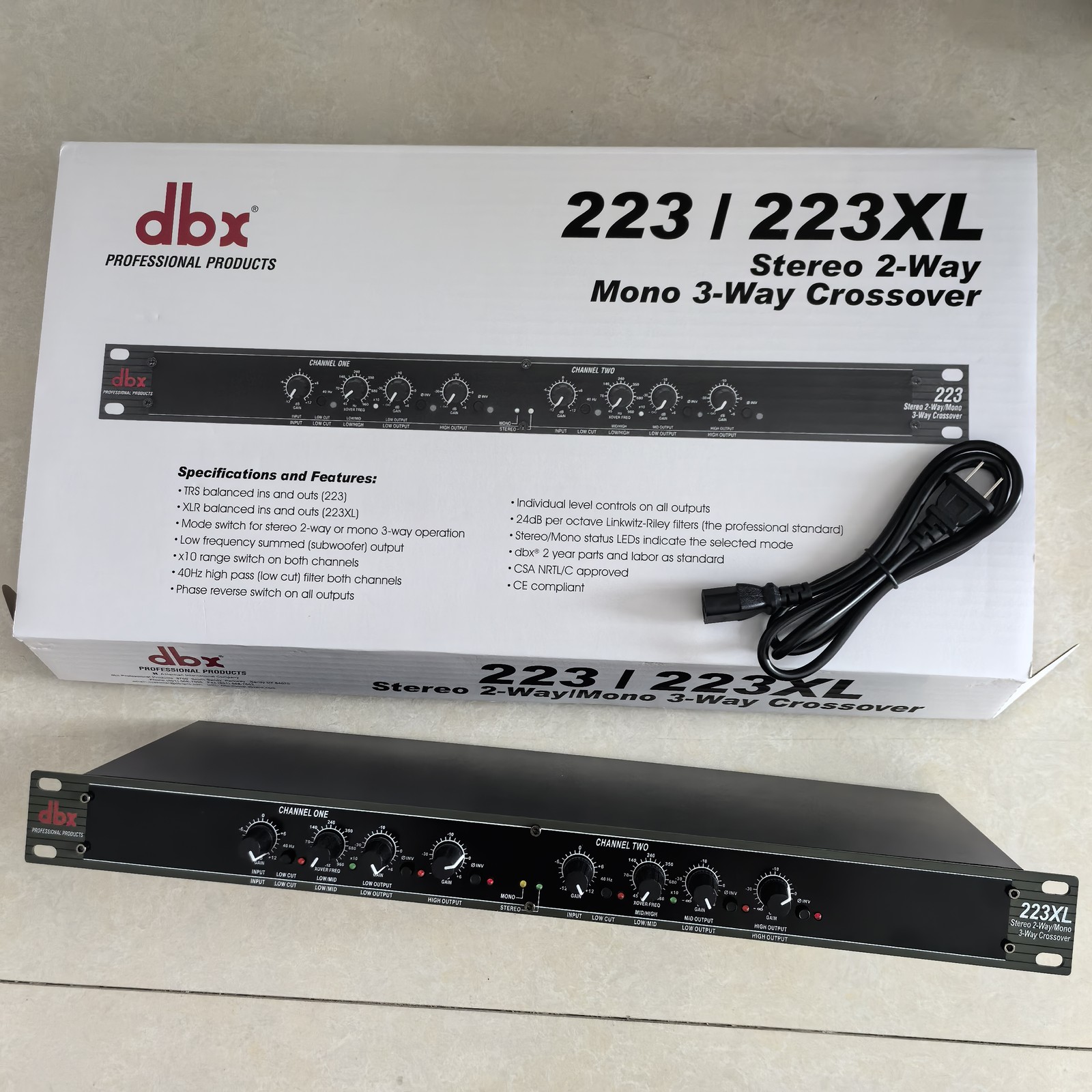 DBX 223XL Stereo 2-Way/Mono 3-Way Crossover Rack Mountable