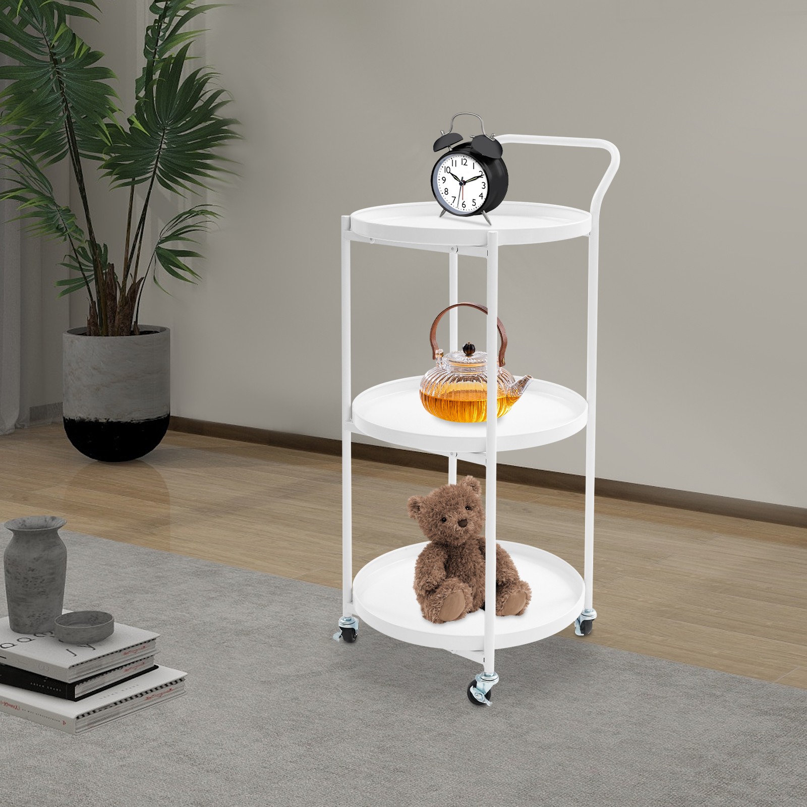 Metal Frame Serving Cart for Kitchen, Dining Room, Bar, Mobile Storage Cart