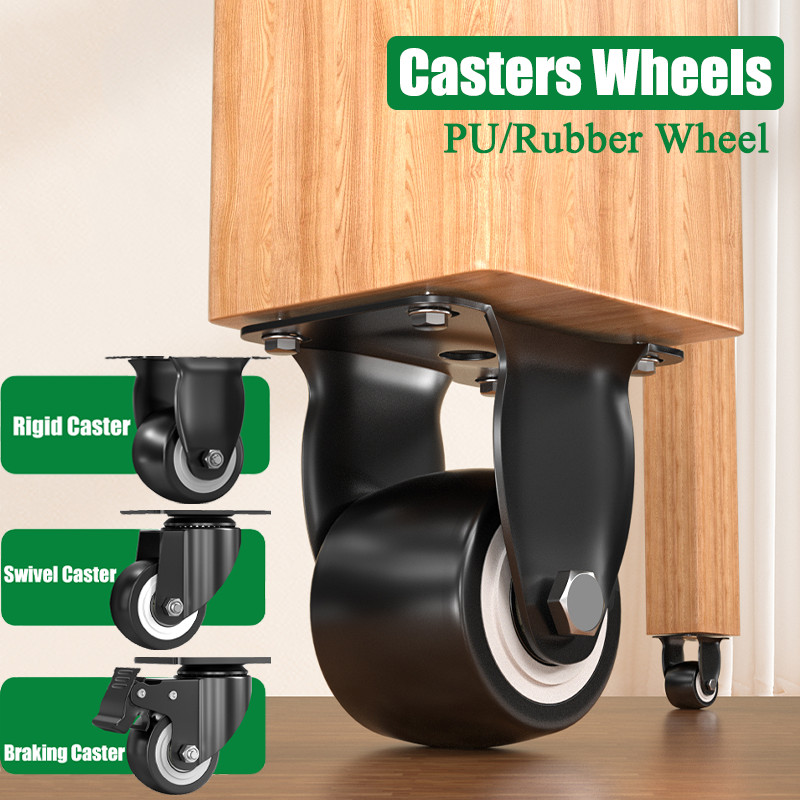 1.5" 2" 3" 4" 5" Quiet Casters PU Wheels-Swivel & Rigid Wheels for Small Trolley