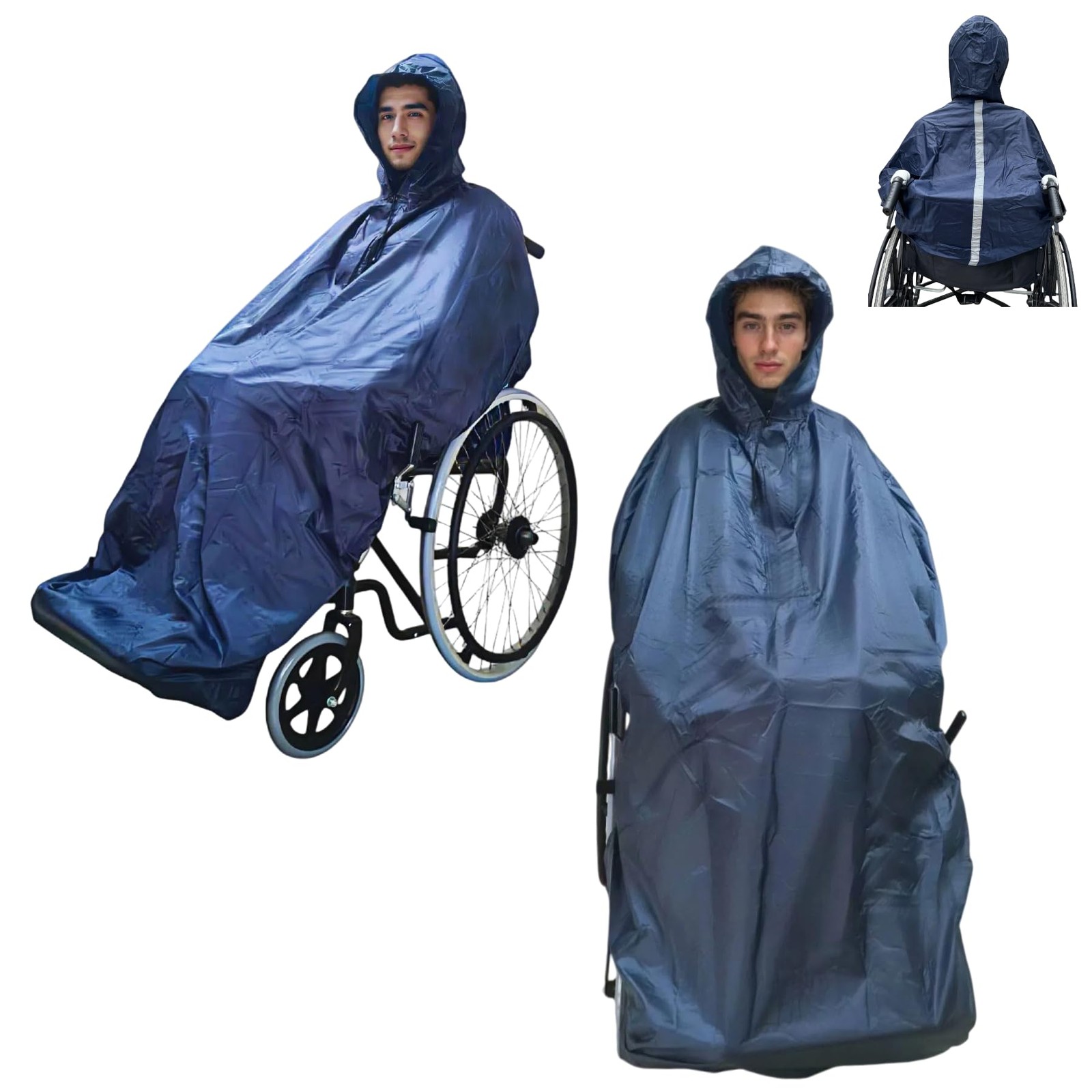 Wheelchair Poncho adult - Waterproof Rain Poncho for Men, Extra Long with Ela...