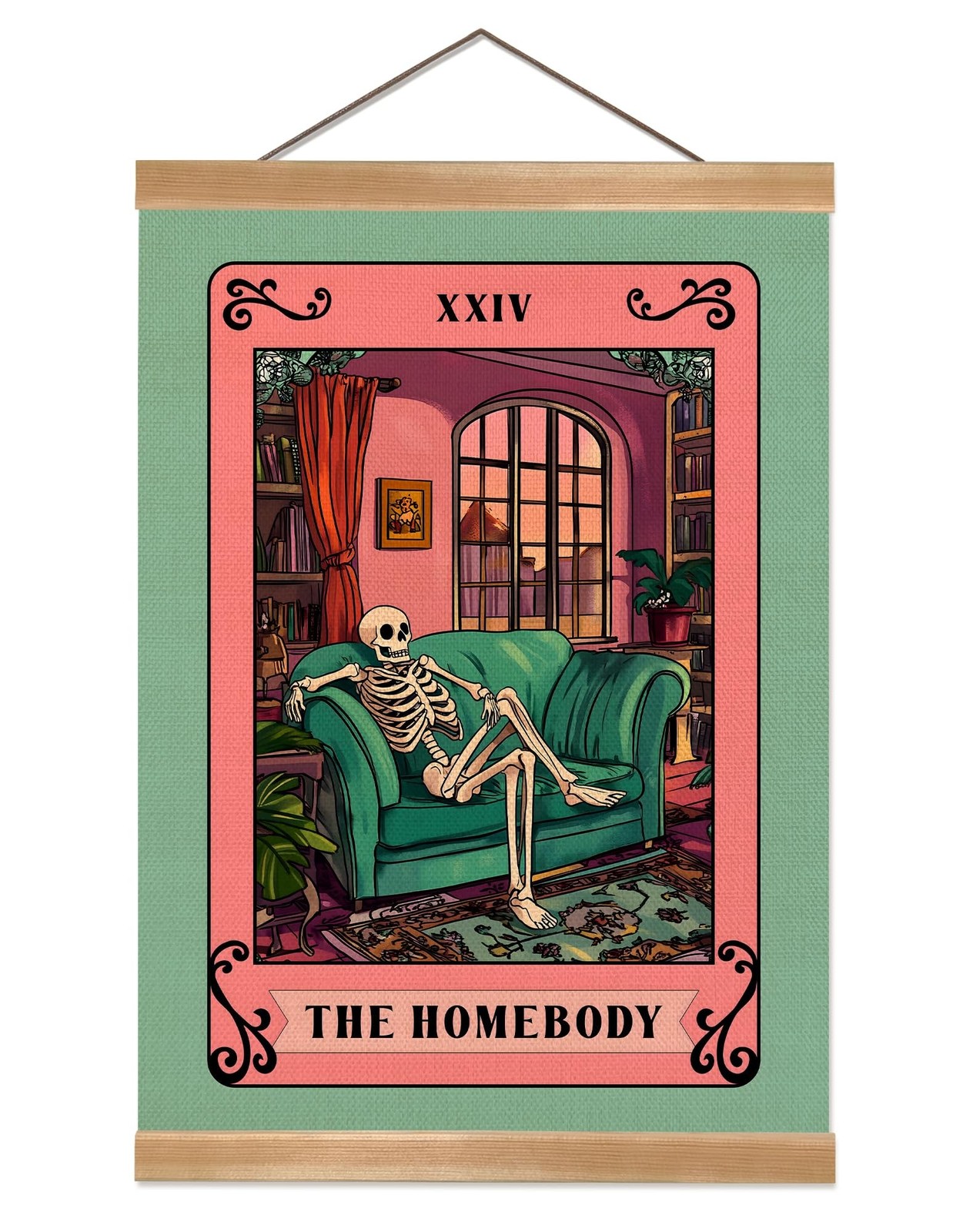 The Homebody Skeleton Tarot Wall Art Decor,Funny Geek & Introvert Decor, Rela...