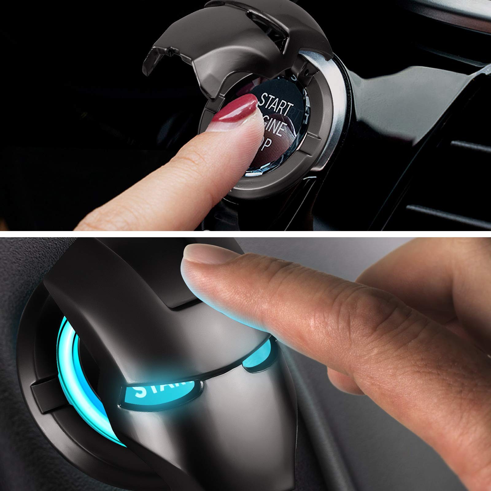 Car Engine Start Stop Button Cover Decorative Ring Push Start Button Ignition...