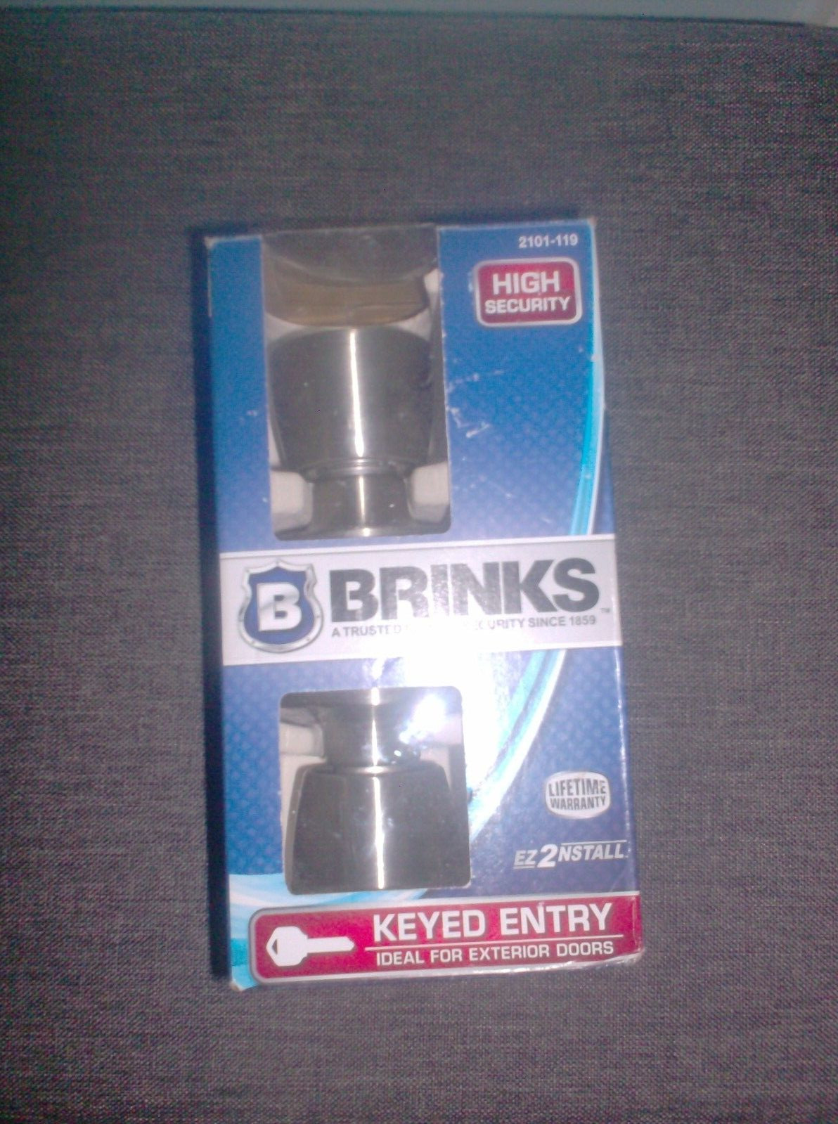New - Brinks Exterior Keyed Entry Tulip Knob Door Handles Satin Nickel 2101-119