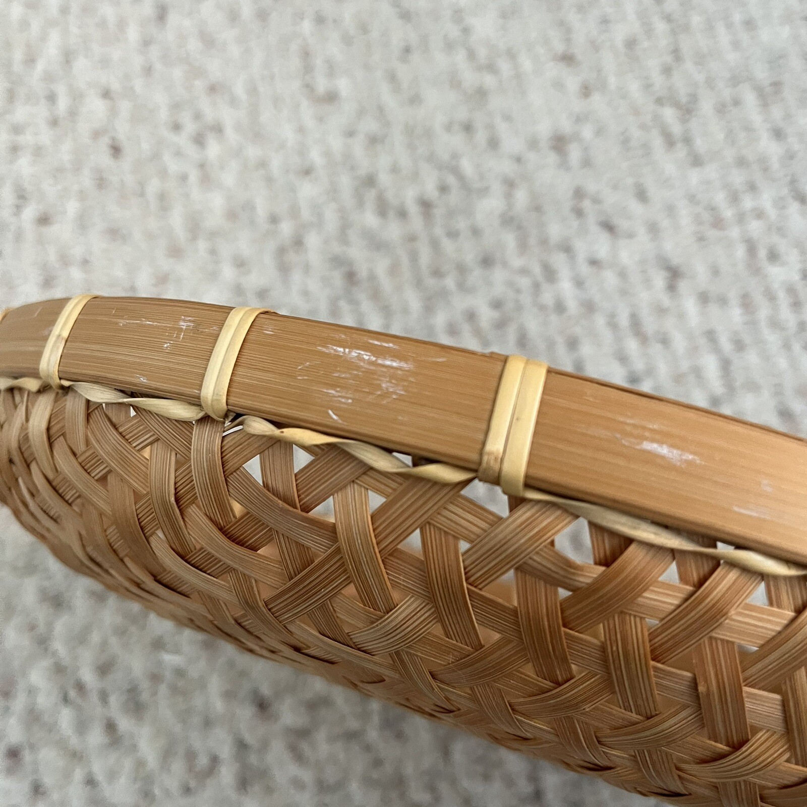 Vintage Bamboo Basket Oval Fruit Basket 12x9.5”