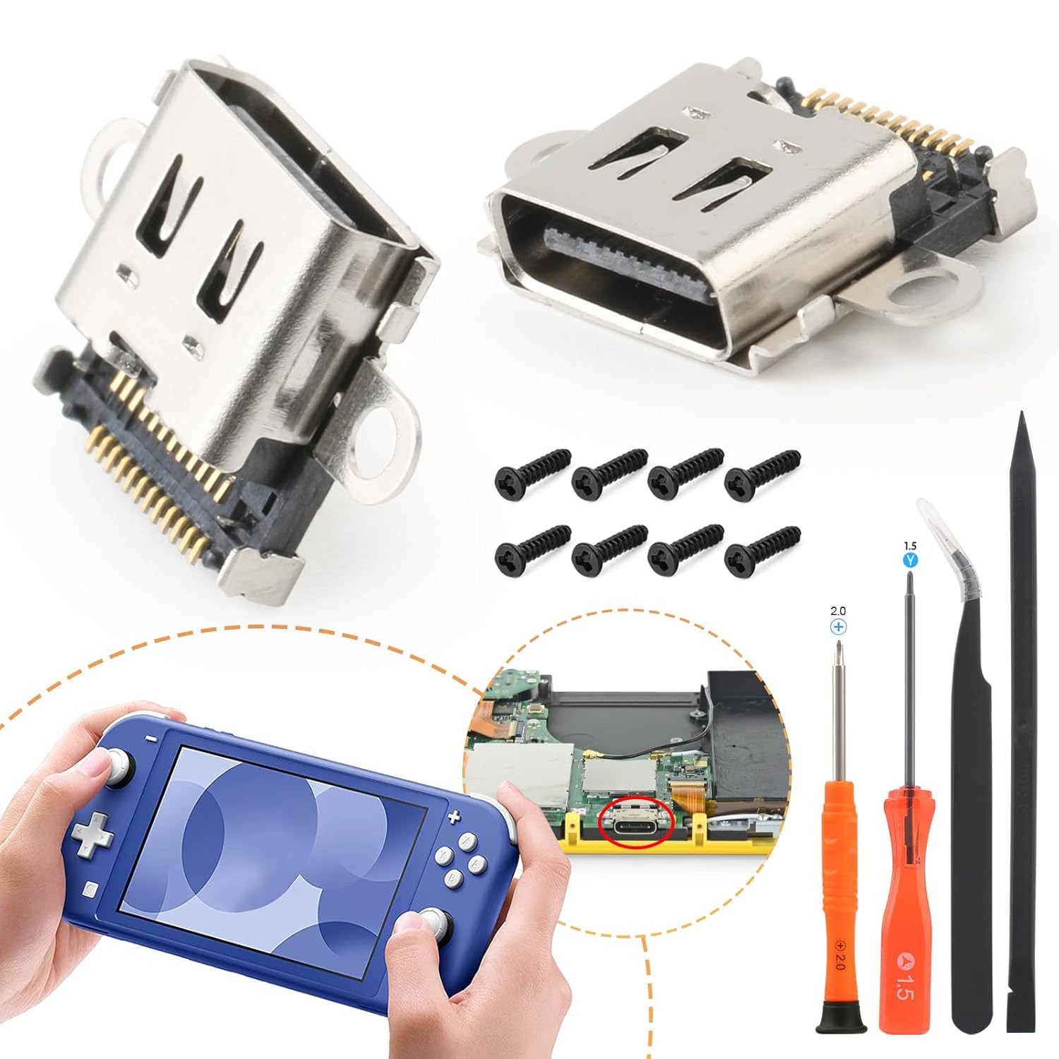 2 Pack Replacement for Nintendo Switch Lite Charging Port Switch Lite Dock Co...