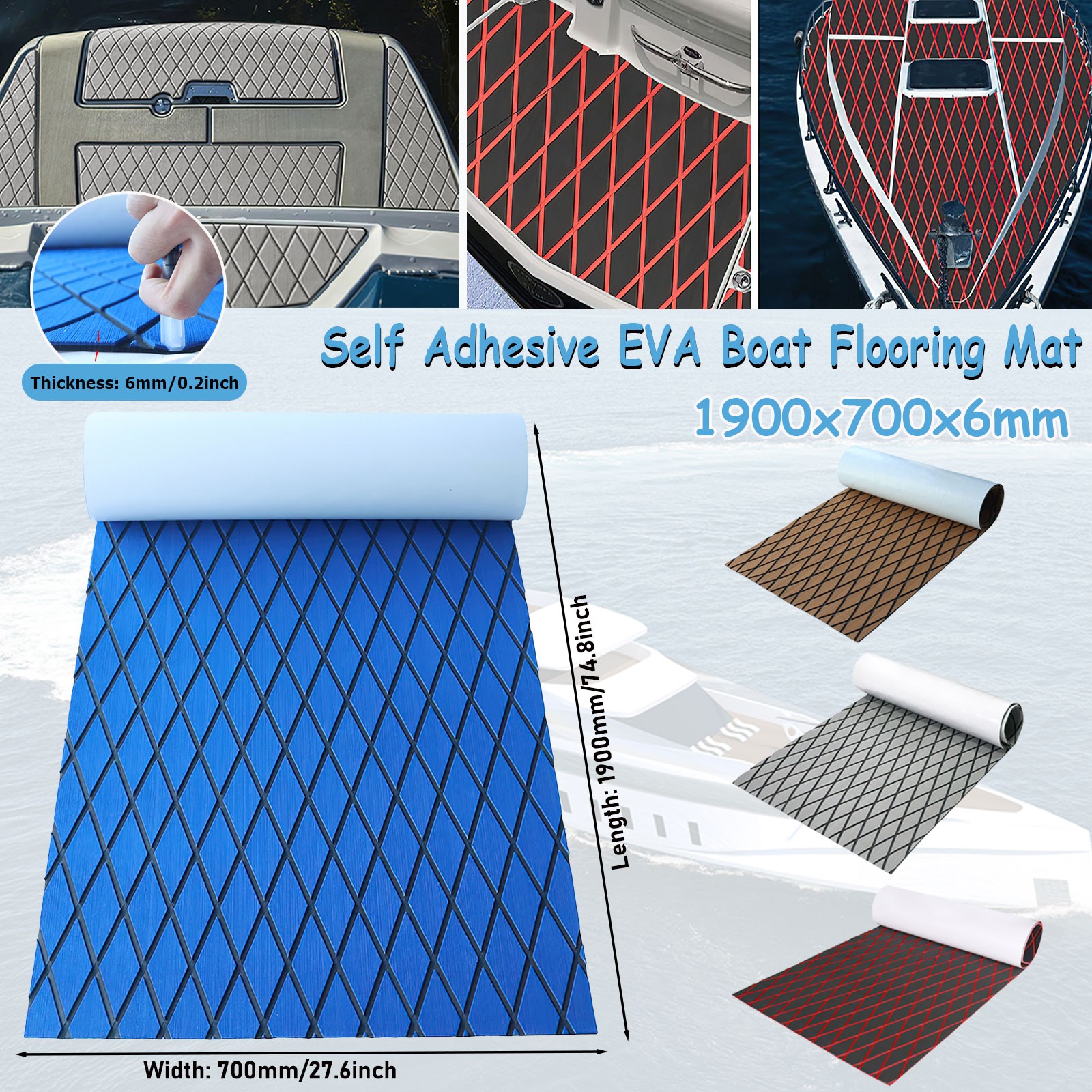 74.8*27.5" EVA Foam Boat Flooring Marine Teak Decking Mat Deck Carpet Diamond US