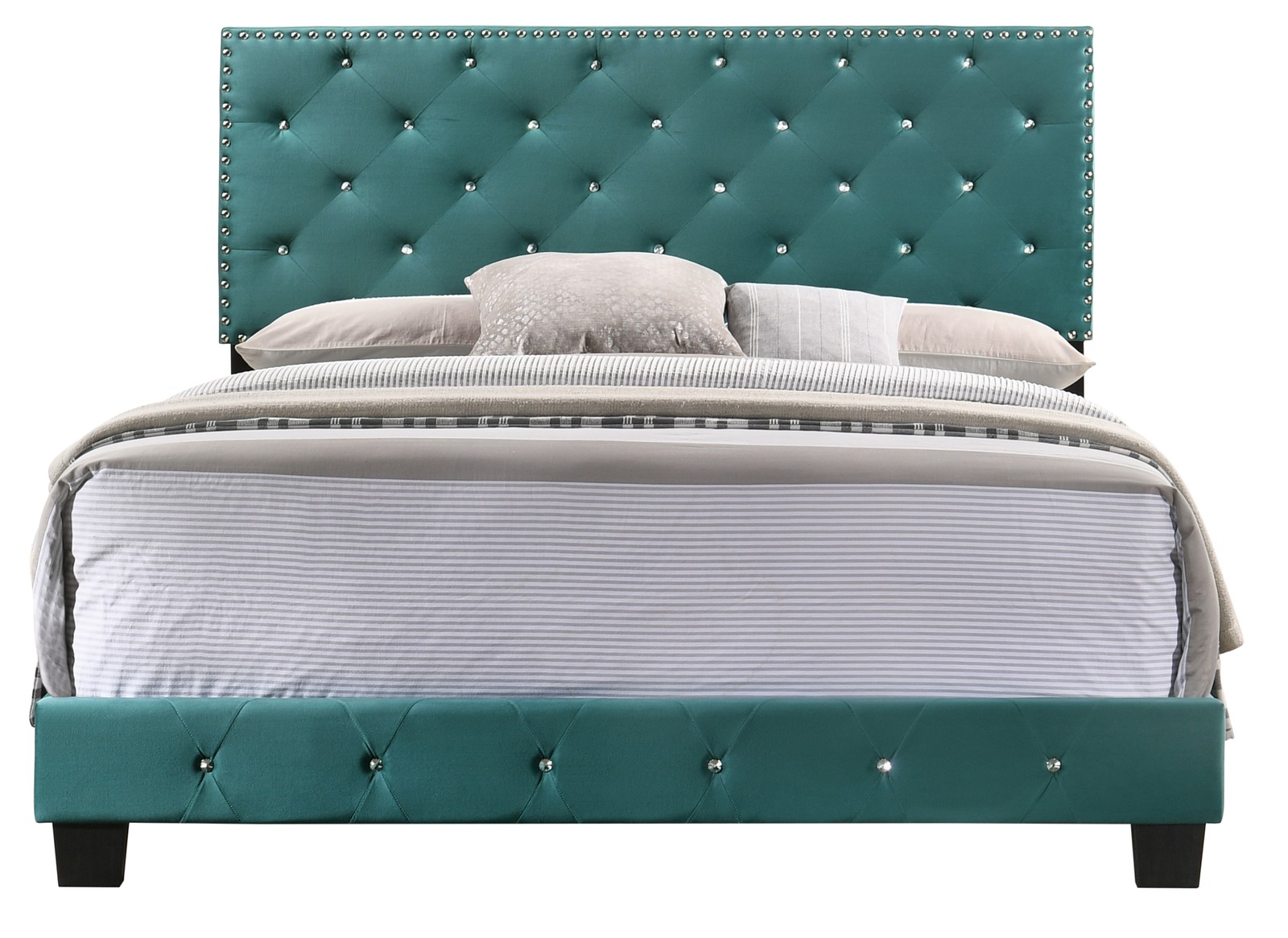 Teal 2 Drawer Nightstand, 48Hx58WxD Modern Bedside Table with Quick Assembly