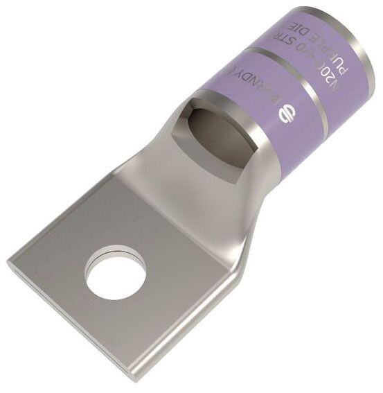 Burndy YA28L4BOX, Compression Cable Lug, 4/0 Cu 1-Hole Short 3/8, 1 PC