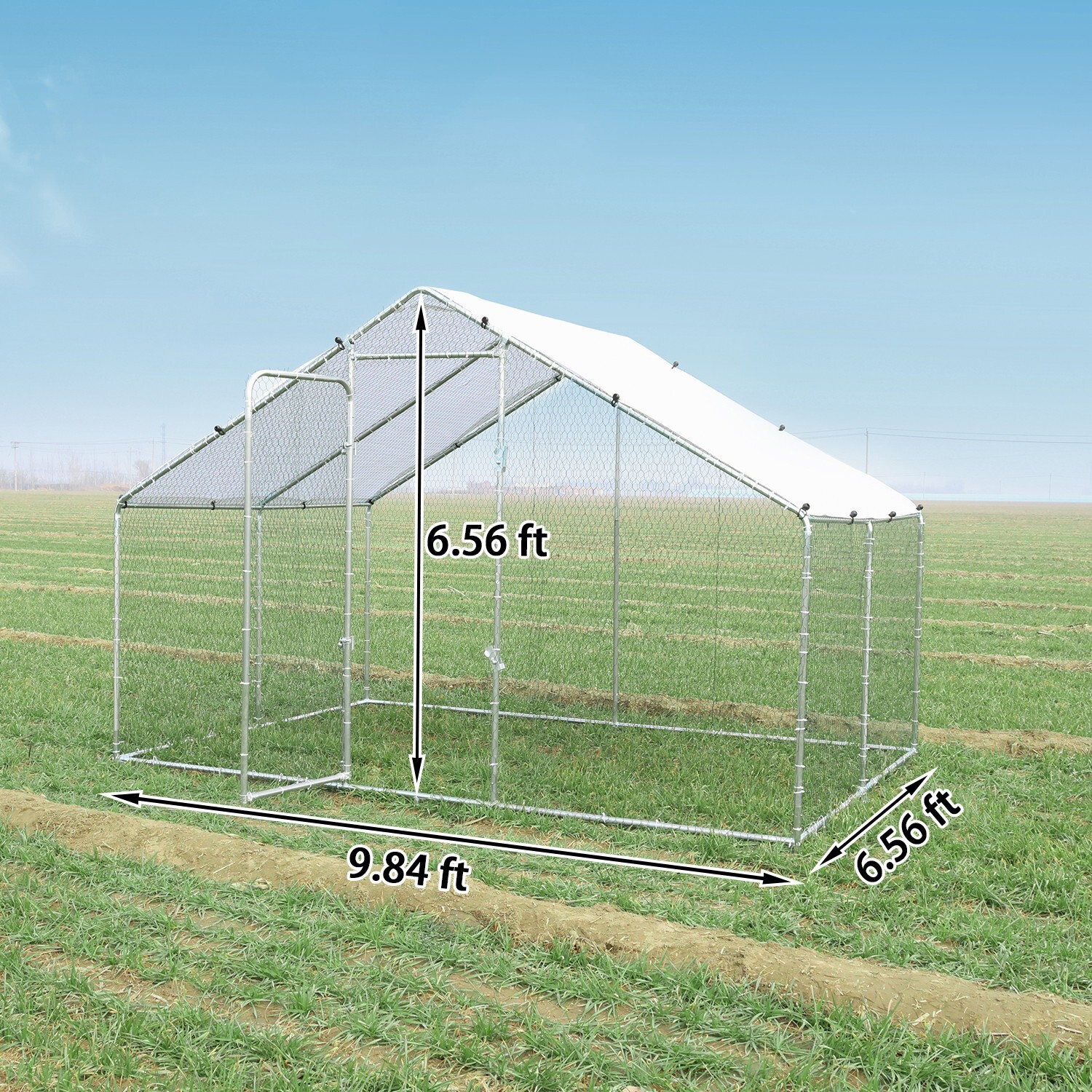10x6.5ft Walk in Coop Chicken Run Backyard Hen House Poultry Rabbit Cage w/Cover
