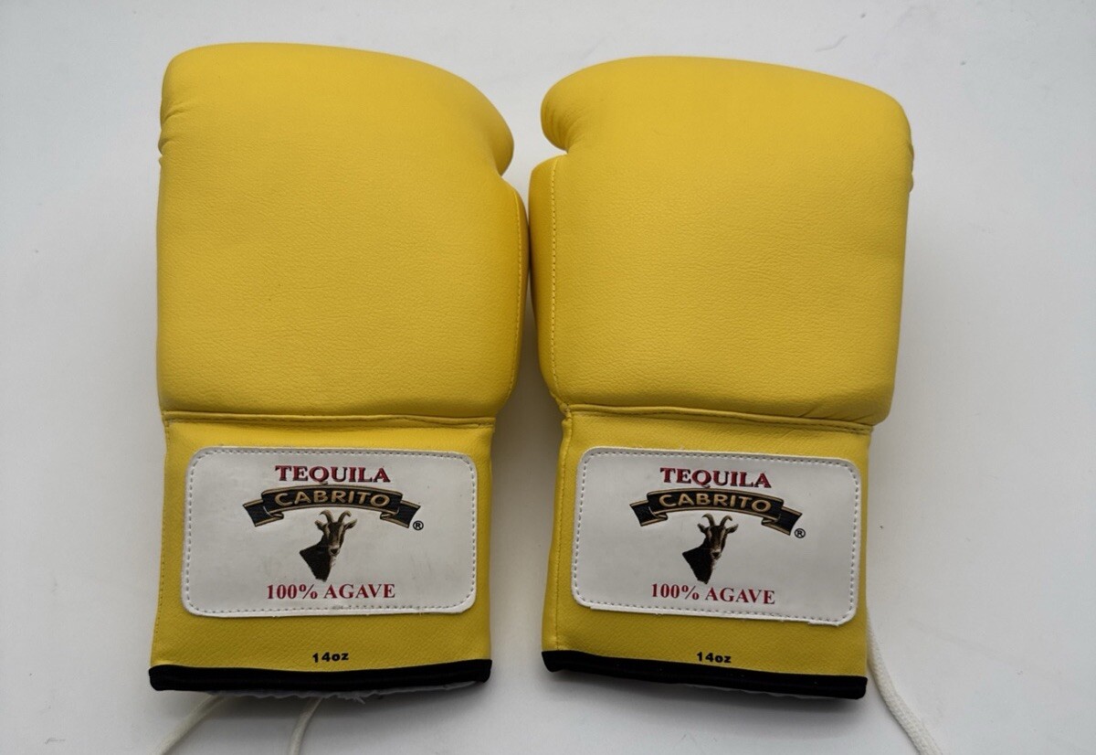Brand New 14oz Yellow Boxing Gloves Tequila Cabrito Agave Goat Design Rare Promo