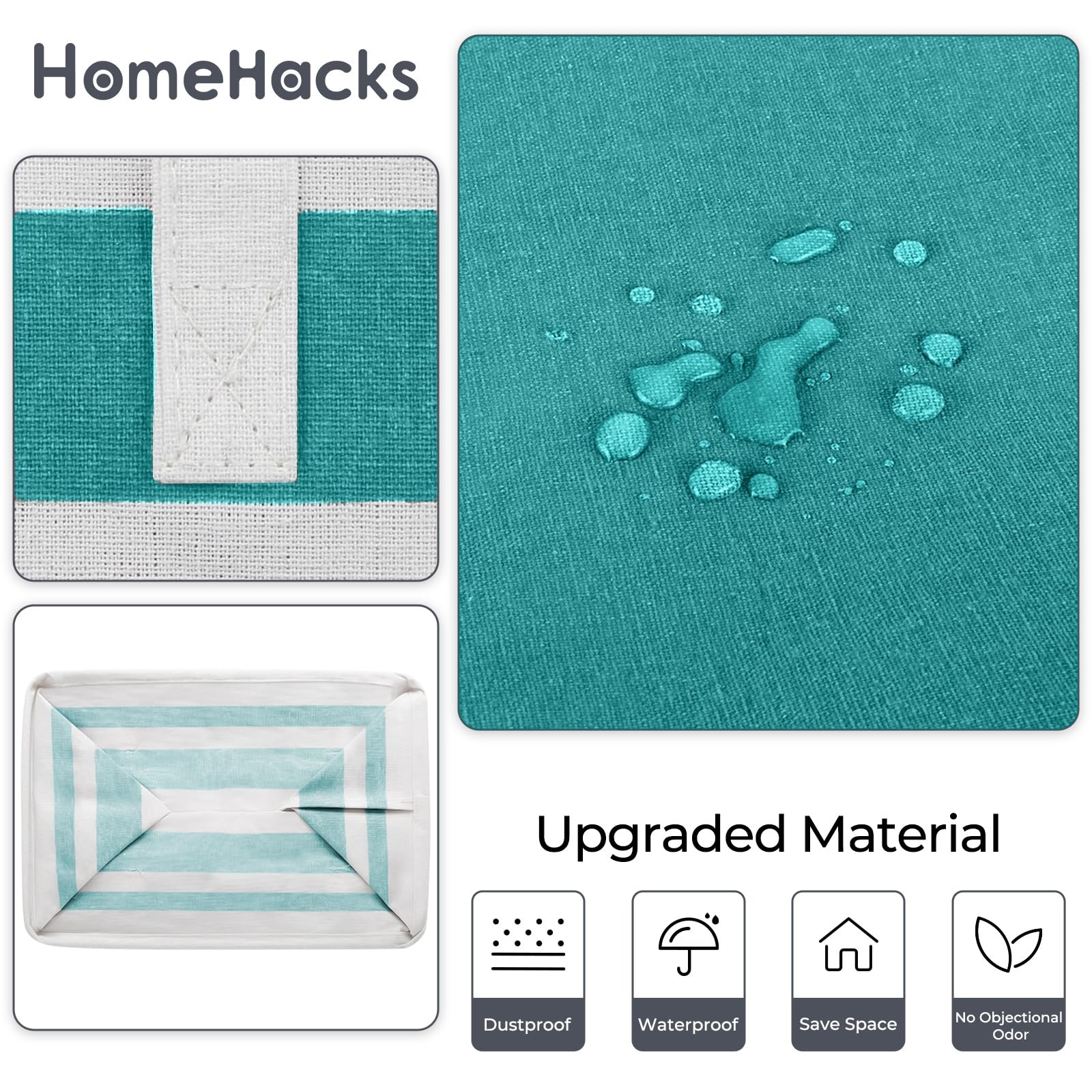 HomeHacks 2-Pack Large Laundry Basket, Waterproof, Freestanding 75L, Green