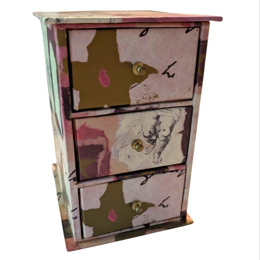 Vintage Celestial Angel Whimsical Cardboard Storage Box Jewelry Organizer