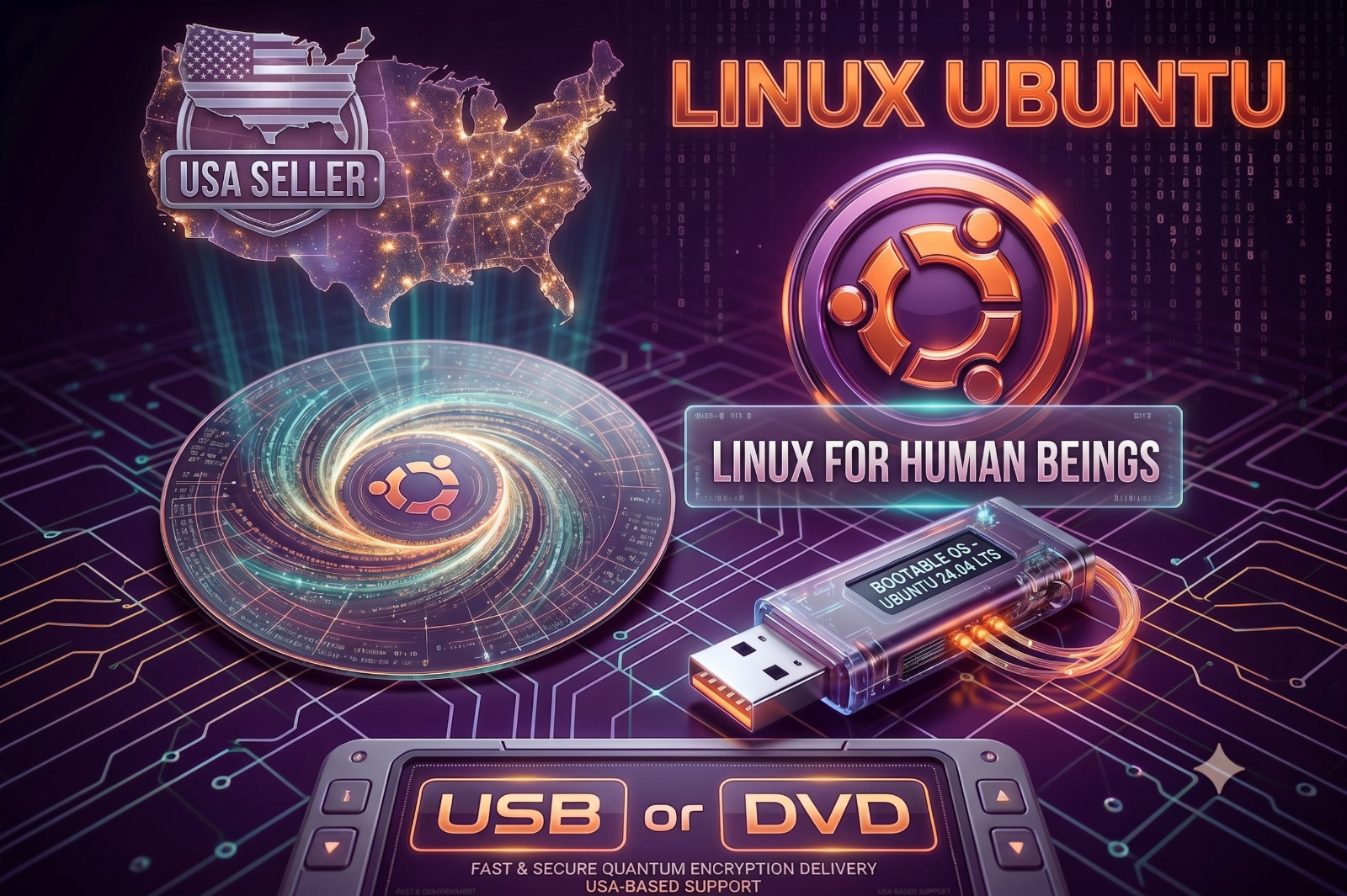 🔥Ubuntu Linux Installer USB or DVD (Newest Version)💻Bootable Recovery Drive OS
