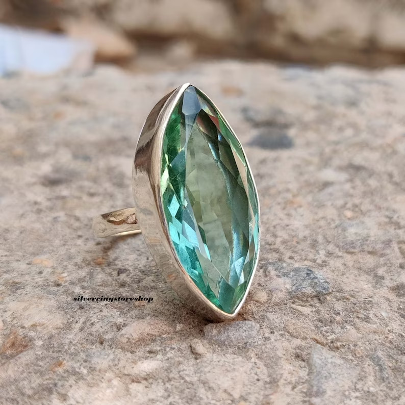 Aquamarine Ring, 925 Silver Ring, Women Ring, Band Ring, Gemstone Ring  All Size