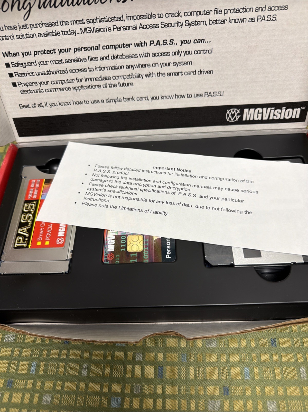 P.A.S.S. MGVision Personal Access Security System, Notebook Version, PASSDT1