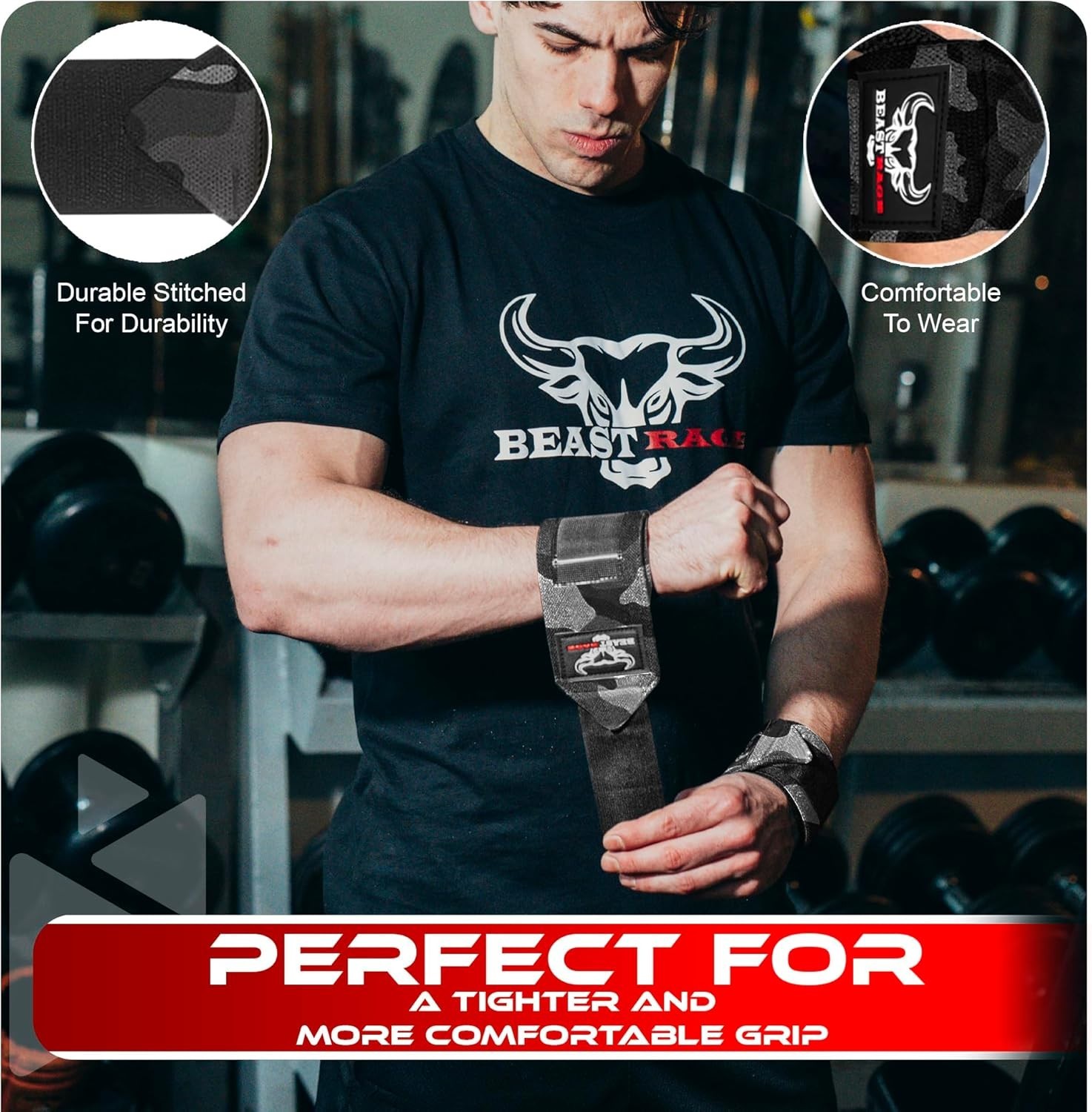 Wrist Wraps for Weightlifting - Adjustable Lifting Straps With Thumb Loop for...