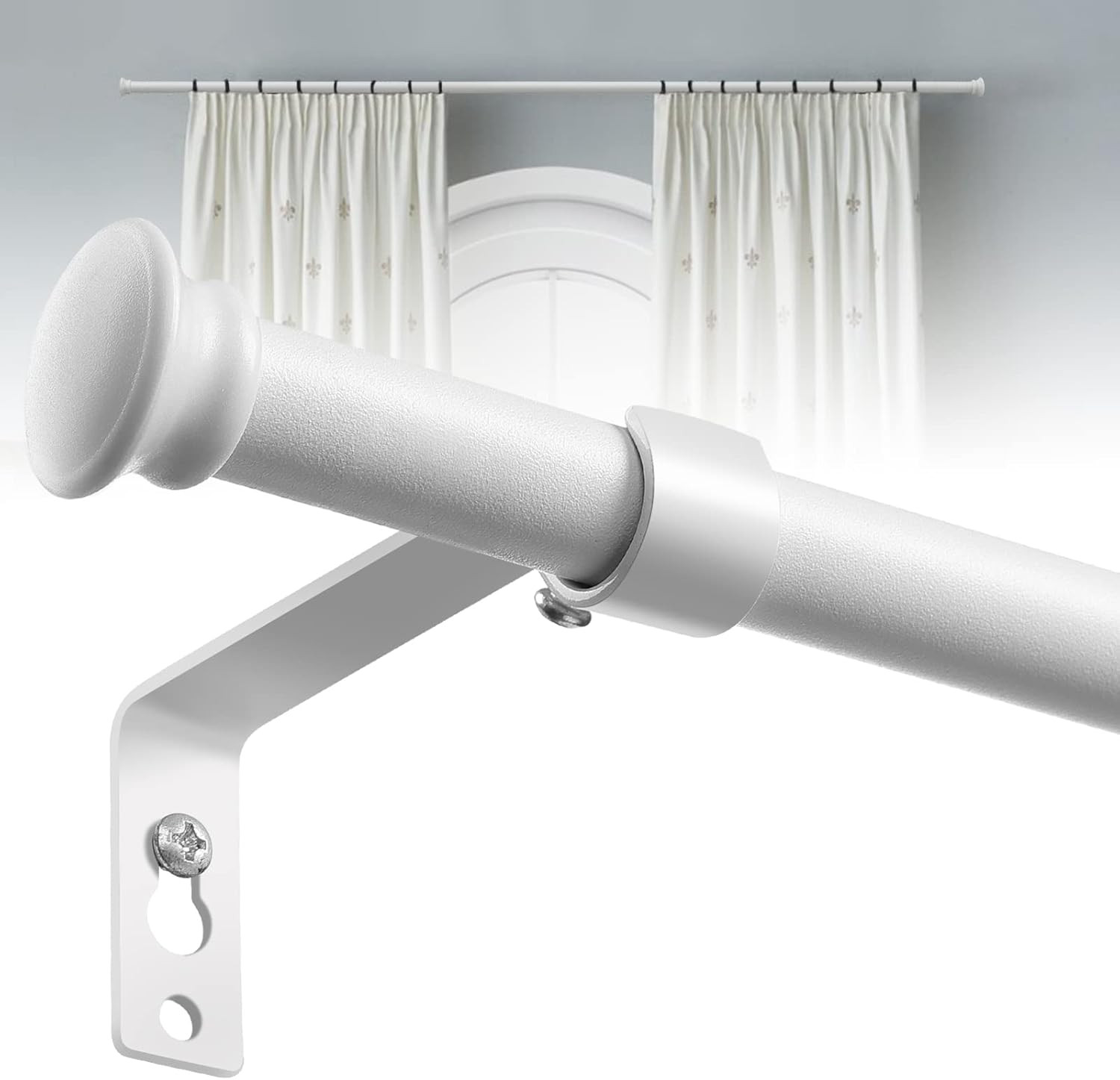 White Curtain Rods for Windows 28 to 50 Inch - 5/8” Heavy Duty Curtain Rods Set,