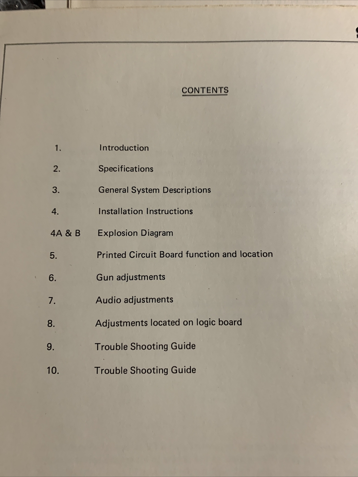 Original ARCADE GAME owners manual Bullet Mark Sega