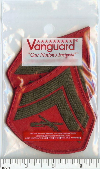 USMC Marines FEMALE Corporal E4 Cpl Chevrons PATCH pair ! green/red for Greens !