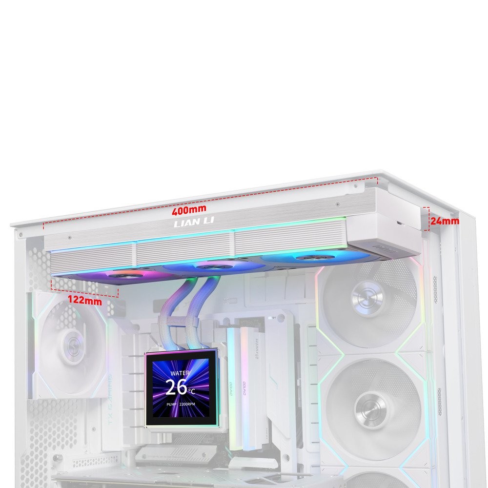 LIAN-LI Hydroshift II LCD-S 360 CL HS2LCDS36CW CPU Cooler 360mm AIO 3x 120 RGB W