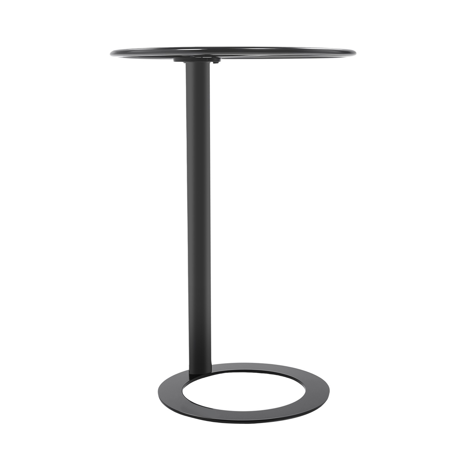 48x69cm Round Side Table Black Side Table for Small Spaces with O-shaped Base