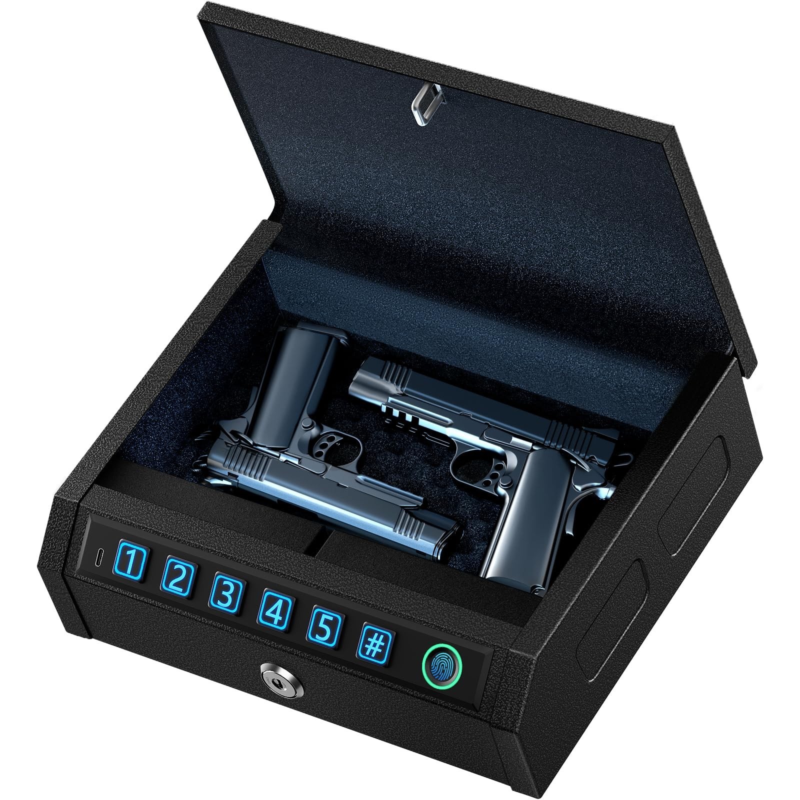 Biometric Gun Safe for Handgun,1s Quick Access 3-Ways Unlock Fingerprint Digital
