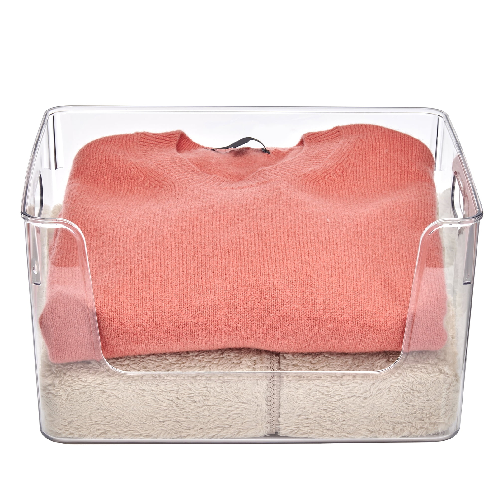 Clear Glossy Plastic Open Front Organizer Bin , Single Size Organizer Bin,