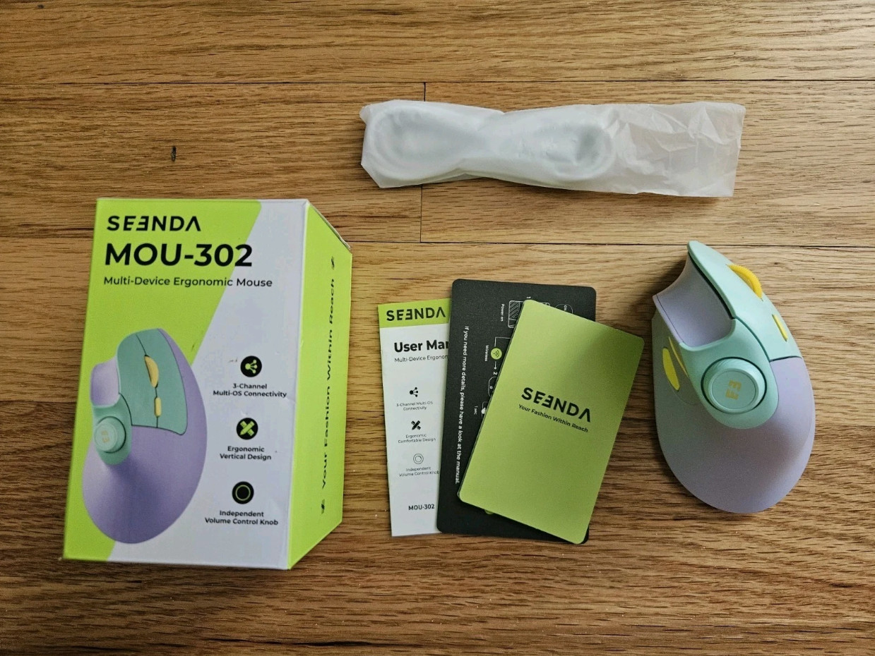 Seenda MOU-302 Wireless Bluetooth Ergonomic Vertical Optical Mouse 2400 DPI