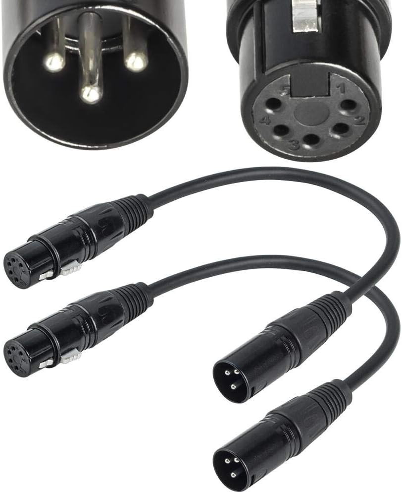 XLR Male 3 Pin to XLR Female 5 Pin DMX 512 Turnaround DMX Stage Light Cable, XLR