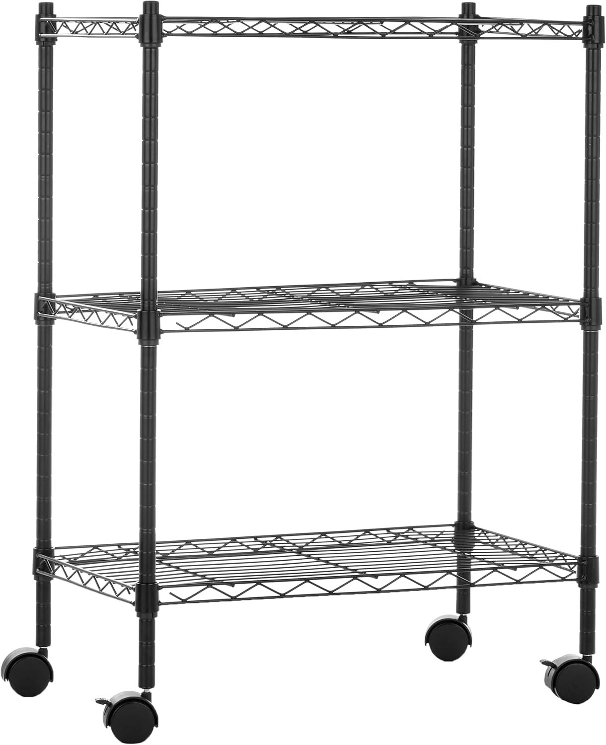 3-Shelf Adjustable Storage Shelving Unit on 2" Wheels Metal Wire Rack Heavy Duty