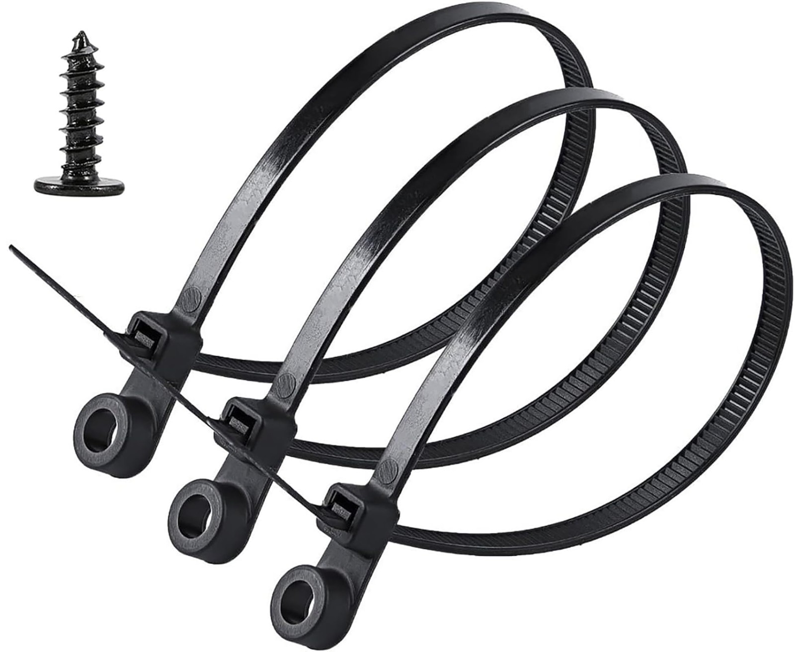 YIKANGHENG Black 5.9 Inch Nylon Zip Tie with Screw Holes, 100 Pcs,