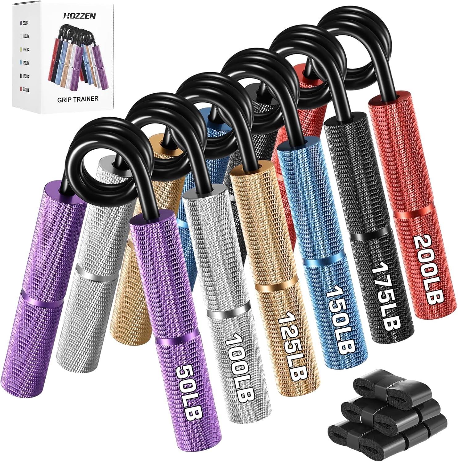 Grip Strength Trainer 6 Pack Grip Strength Trainer Set 50-350LB No Slip Hand