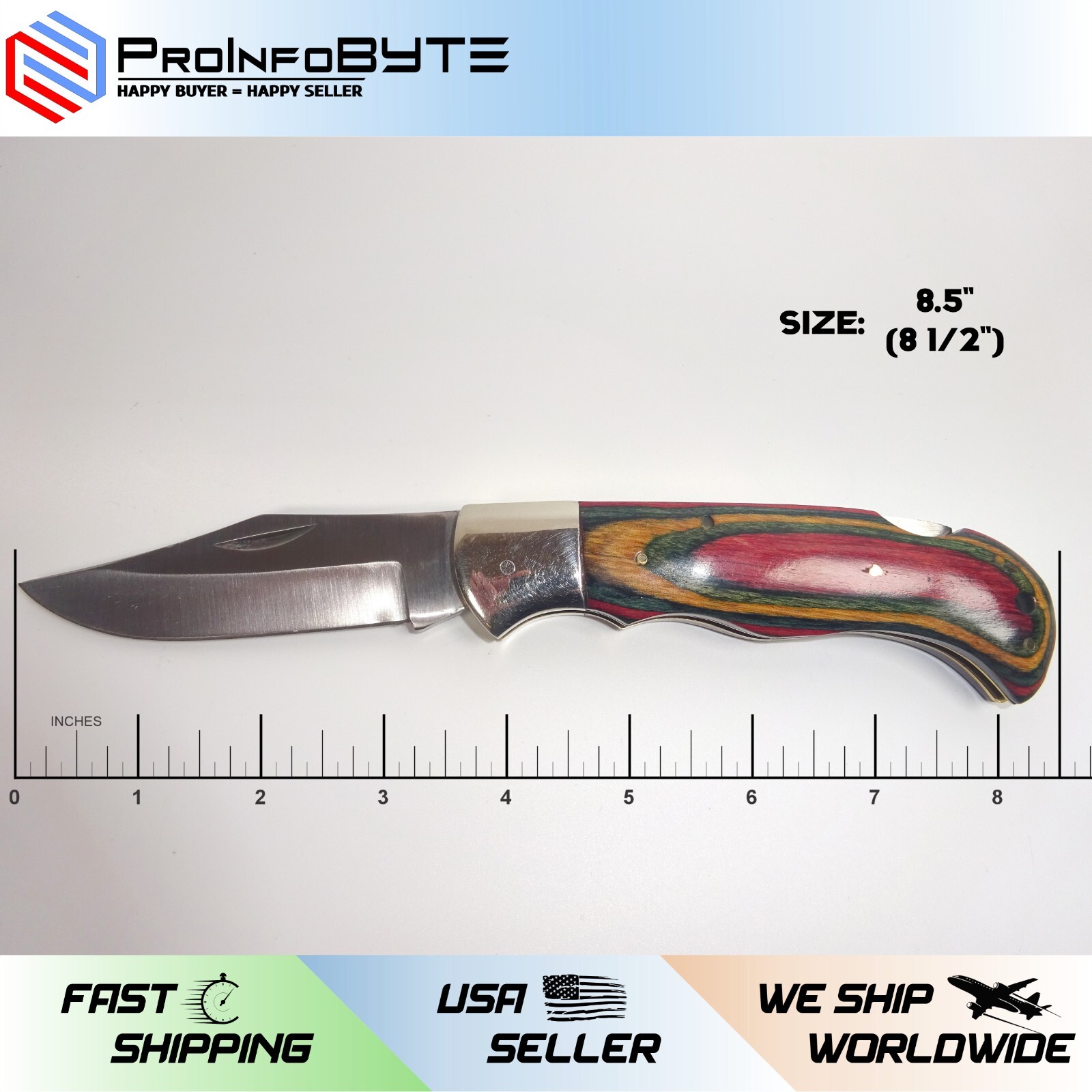 8.5" Heavy Duty Hand Made J2 Steel Blade Hiking Hunting Camping Folding Knife