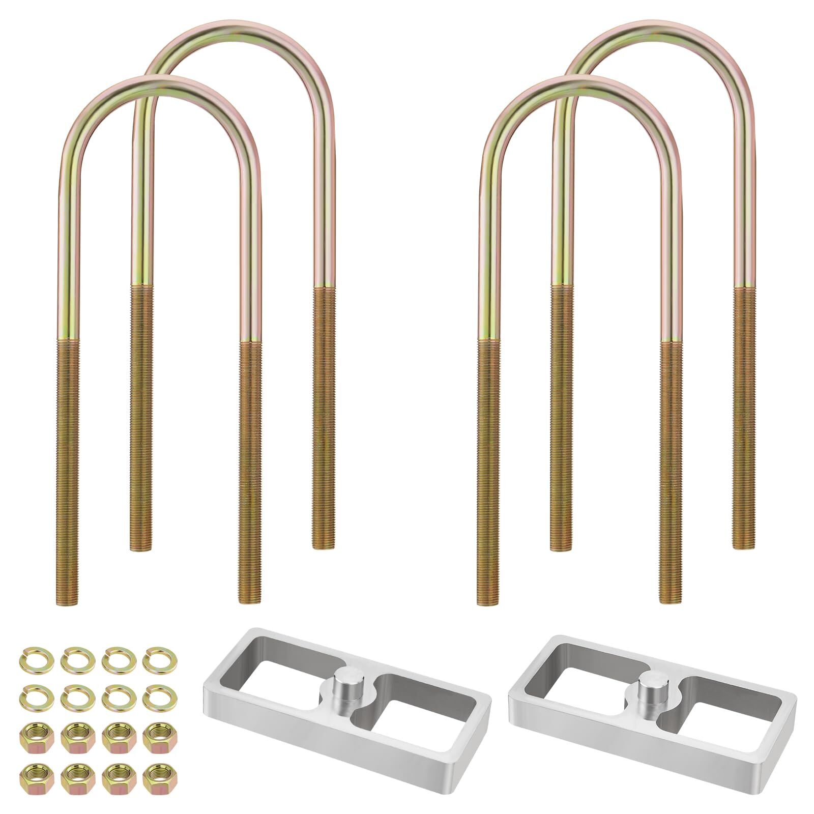 1/2" Leaf Spring Lowering Block Kit w/ U-Bolts, Universal Fit, HD Steel